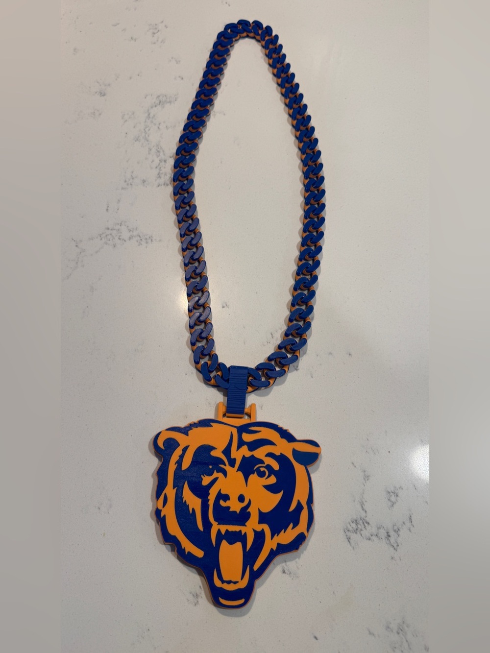 Chicago Bears 3D Printed Oversized Statement Chain & Logo Pendant Necklace - Picture 5 of 12